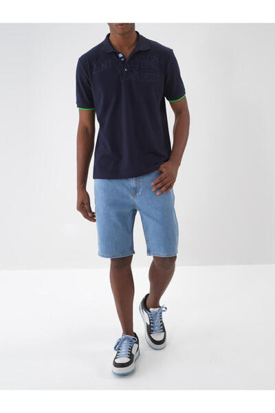 Xint Erkek Mavi Regular Fit Pamuklu Basic Denim Şort