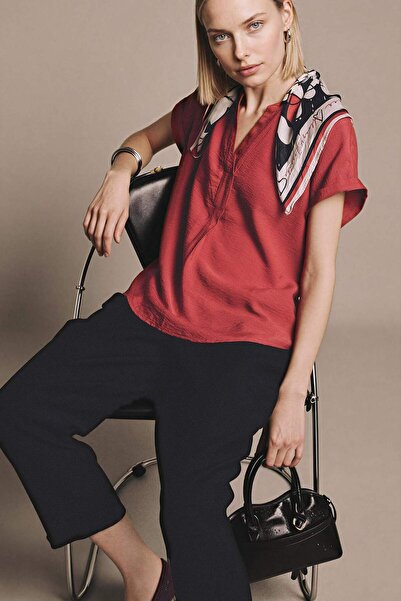 DeFacto Κοντομάνικη μπλούζα με λαιμόκοψη Regular Fit H0240AX26SP