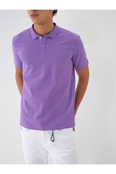 Xint Erkek Lila Regular Fit Pamuklu Polo Yaka Basic Tişört