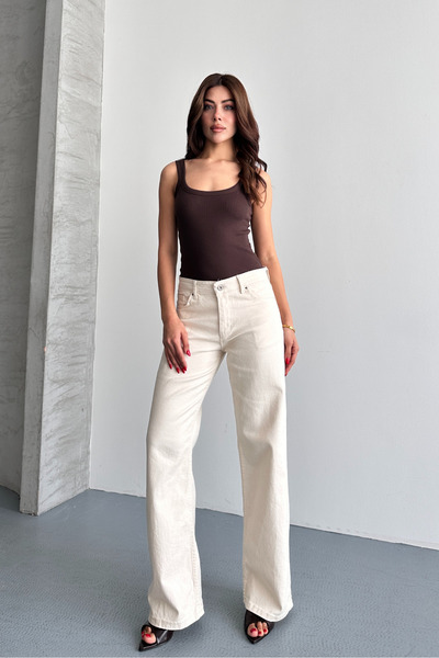 macharel jeans Γυναικείο ψηλόμεσο τζιν παντελόνι Palazzo