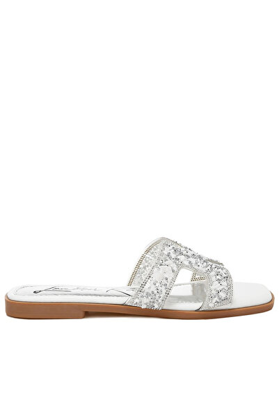 london Rag Women White Rhinestone Detail Cut-Out Flats