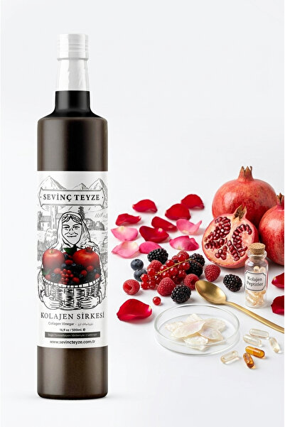 Sevinç Teyze Kolajen Sirkesi, Collagen Vinegar 500ml - Elma Sirkesi, Nar Sirk...