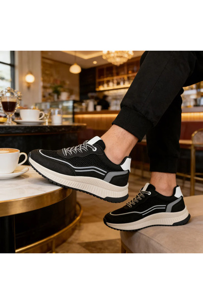 Tmall Pantofi sport bărbătești, cu plasă, B4048, negri