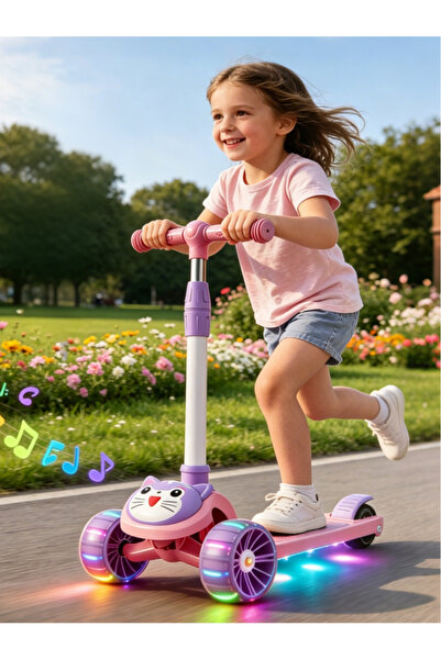 Ma Baby Kids Kick Scooters, with Flashing Wheels and Adjustable Height Foldab...