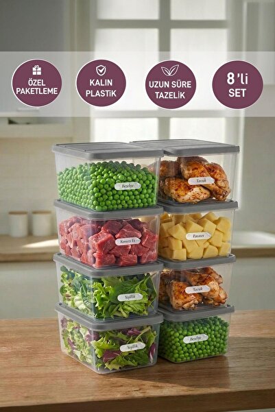SELKA HOME 8 Pieces Deep 1 Liter Nora Organizer Refrigerator Freezer Organize...