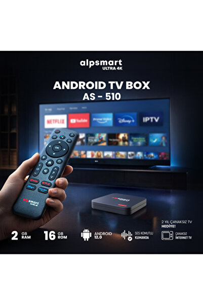 ALPSMART As510 Android Tv Box Ses Komutlu Kumanda 2gb Ram 16 Gb Hafıza