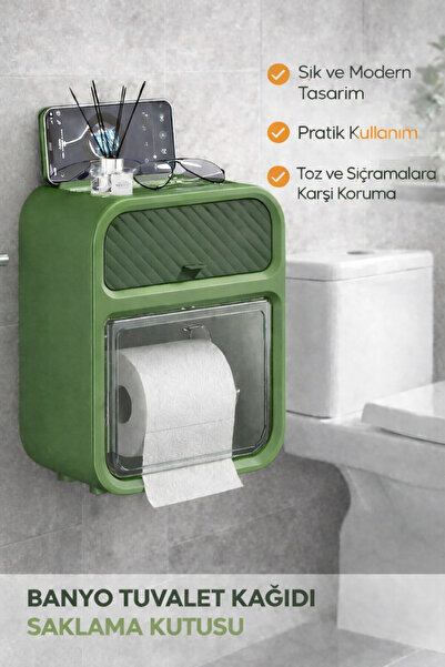 Wall Mounted Bathroom Toilet Paper Storage Box With Lid Water And Dust Proof