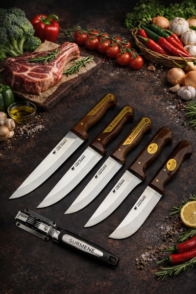 MT BIÇAK MAĞAZASI BİLEYİCİLİ 6 PARÇA KURBAN & MUTFAK BIÇAK SETİ