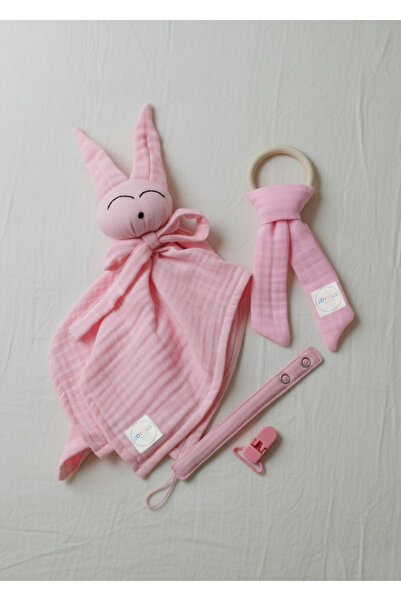 Joyous Mom Kids Hoş Geldin Bebek Seti 3'lü %100 Pamuk Müslin Set Diş Kaşıyıcı...