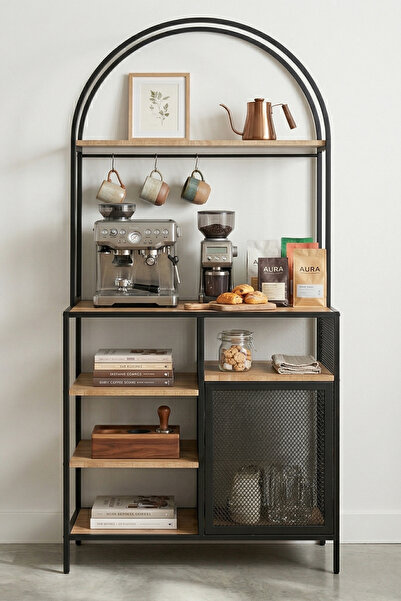 DEKOPRATİK Capella Kahve Köşesi Standı & Çok Amaçlı Mutfak Dolabı - Tel Kapak...