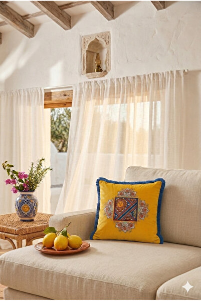 Milano-Ethnic pattern Double Sided Yellow  Decorative Cushion Cover 43x43