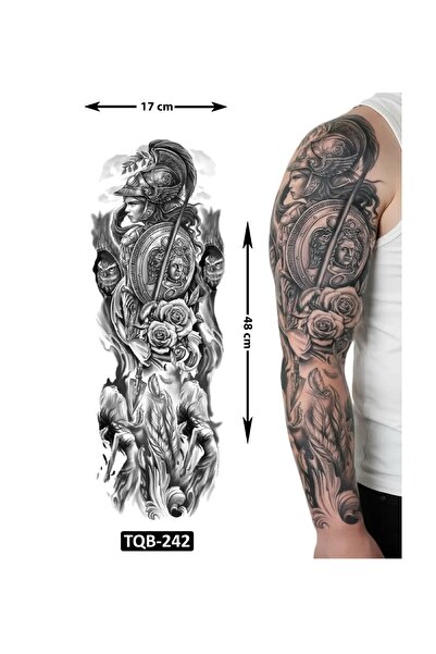 Airbrush Tattoo Savaşçı Kadın 1 Hafta Kalıcı Tam Kol Bacak Yapıştırma Geçici ...