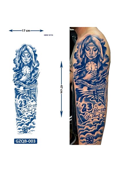 Airbrush Tattoo Ağlayan Kadın 3 Hafta Kalıcı Tam Kol Bacak Kaplama Yapıştırma...