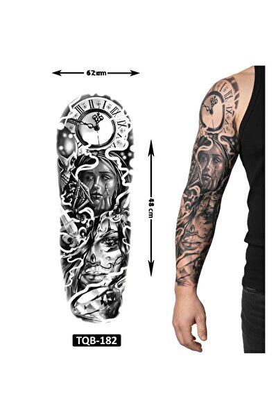Airbrush Tattoo Pusu 1 Hafta Kalıcı Tam Kol Bacak Yapıştırma Geçici Dövme 46 CM