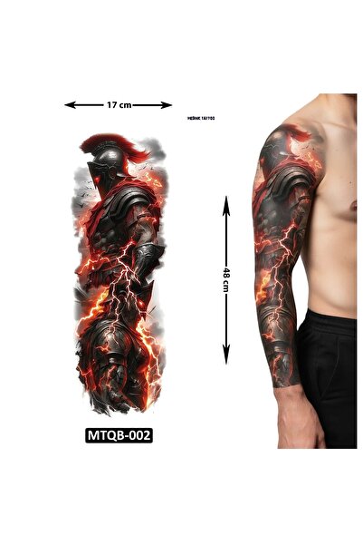 Airbrush Tattoo Savaşçı 1 Hafta Kalıcı Tam Kol Bacak Yapıştırma Geçici Dövme ...