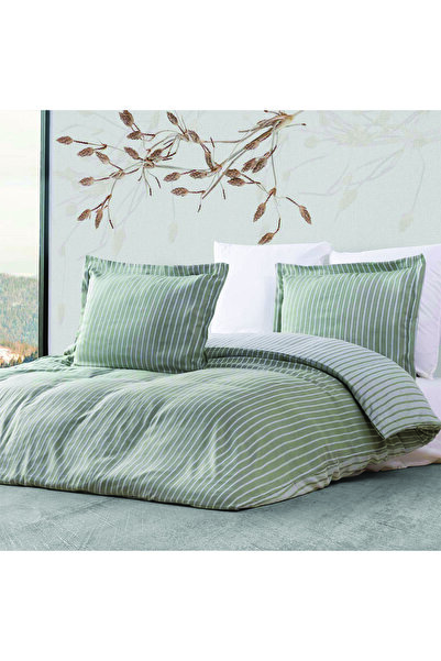 MAXSTYLE Bamboo Striped Khaki Double Duvet Cover Set