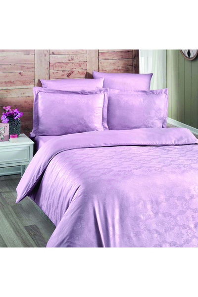 MAXSTYLE Σετ Παπλωματοθήκη Jacquard Satin Evgenia Dusty Rose Διπλό