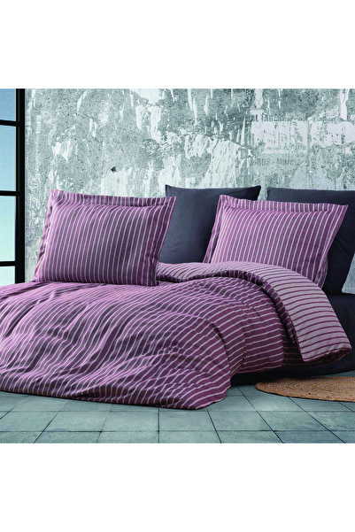 MAXSTYLE Σετ Παπλωματοθήκη Μπαμπού Ριγέ Claret Red Διπλό