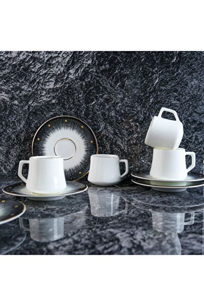 EVALIZA Diamond 6 Kişilik Kahve Fincan Takımı 80 ml
