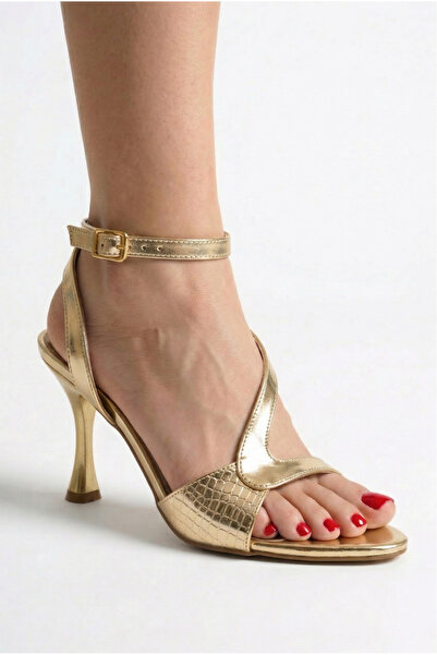 Redoxy Γυναικεία μεταλλικά χρυσά παπούτσια βραδινής έξοδου με λεπτό ψηλό τακο...