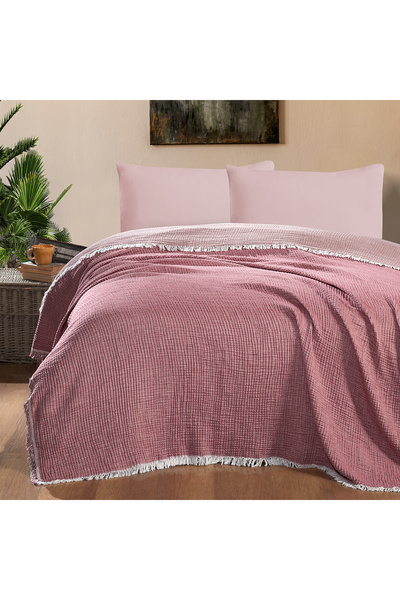 MAXSTYLE Κάλυμμα κρεβατιού διπλό από μουσελίνα ξεθωριασμένο τριαντάφυλλο 220x...