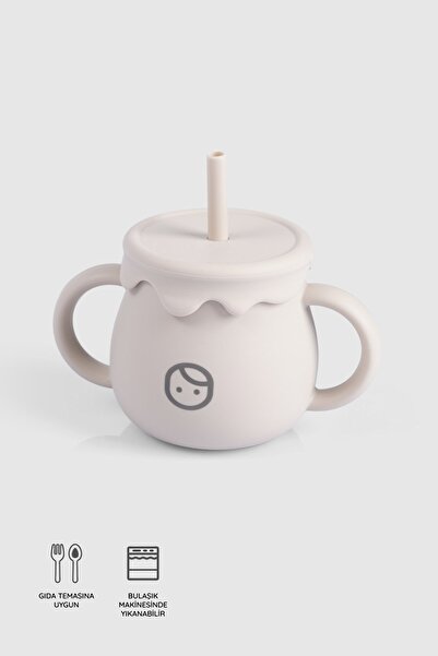 Little Gusto Pipetli Silikon Suluk ve Atıştırma Bardağı Bej