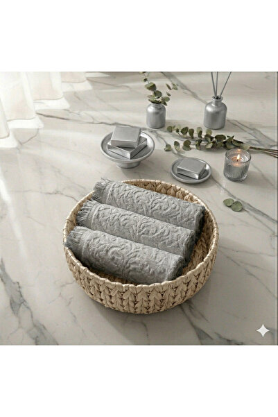 ÖZteks Deri̇n Soft 12 Pieces Gray 30-50 cm Fringed and Cotton Kitchen- Hand-Face Towel / Drying Cloth / Towel Set / Gift Towel & Convoy Towel for Birthday, Engagement, Wedding, Birthday, Ornamentation (in 30-45 cm Size)