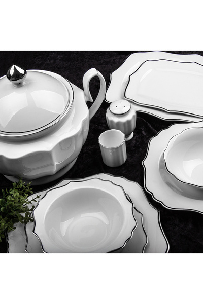 Aryıldız Silver Porselen 60 Parça 12 Kişilik Yemek Takımı