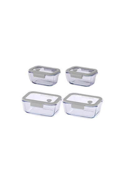 NEOFLAM Fika Glace Gri Vakumlu 4 Parça Saklama Kabı 460 ML + 800 ML