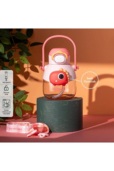 Emsan زجاجة مياه دينو وردي 650 مل