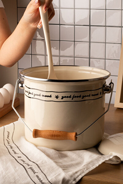 EMAYlab زبادي مطلي بالمينا الخشبية المزاجية/بقالة (20 سم - 3 لتر - متوافق مع ...