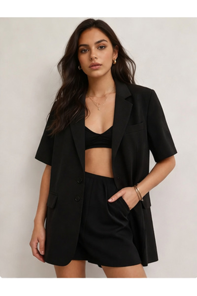 D'RECCY Διπλόστρωτο παλτό με λαιμόκοψη, άνετη εφαρμογή, λεπτό μπλέιζερ με επέ...