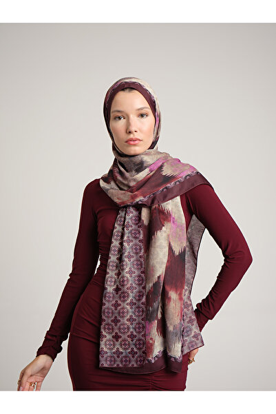 Ayshara Suyolu Με έθνικ μοτίβο Διπλής όψης Σάλι - Βουργουνδία