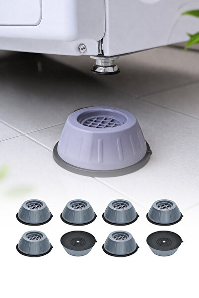 8-Piece Grey Washing Machine Anti-Vibration Anti-Slip Foot Stopper Set with Suction Cup 7 cm