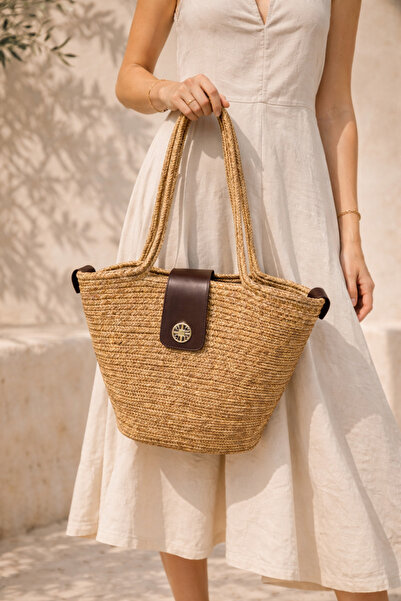 MaVaux Elira Halat Örgü Γυναικεία Δερμάτινη Τσάντα Παραλίας και Καθημερινής Χ...