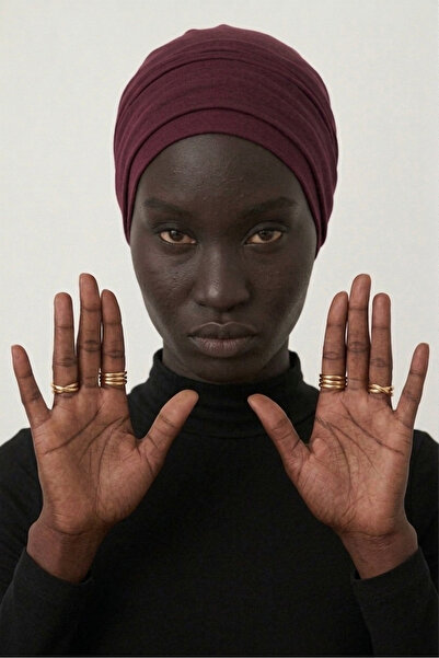 elysianfidan Διπλή επένδυση Claret Red Ready Turban Hijab Εξωτερικό και Καπάκ...