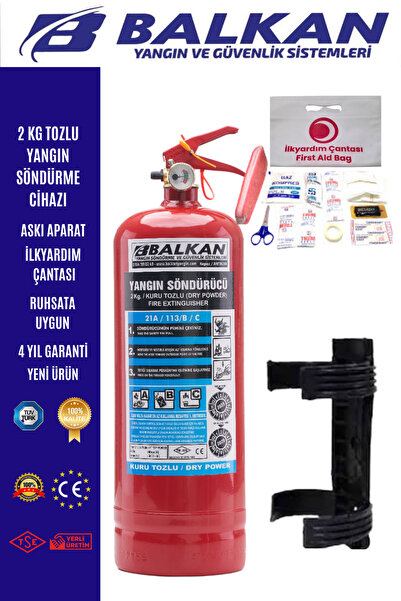 BALKAN YANGIN VE GÜVENLİK SİSTEMLERİ 2 KG YANGIN TÜPÜ TÜVTÜRK UYUMLU TSE CE B...