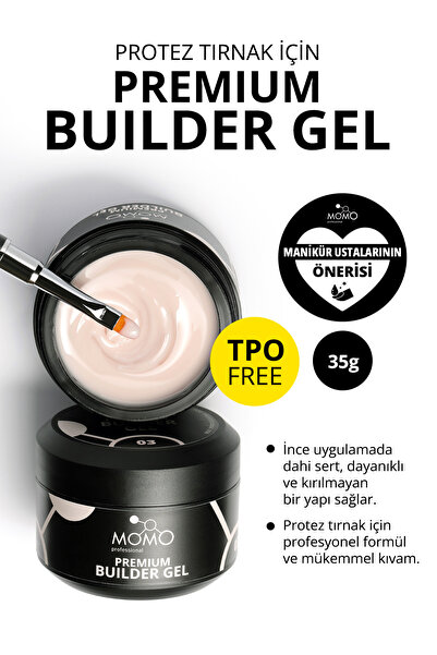 MOMO professional Premium Builder Gel, Protez Tırnak Jeli No.03, Açık Bej, 35 gr