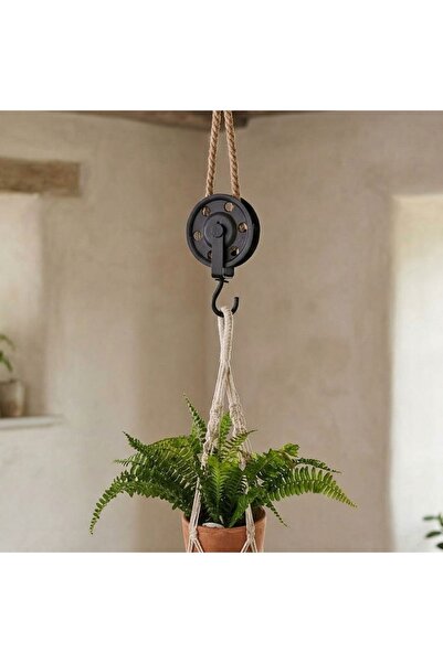 H&S collection Cârlig de agățat pentru ghivece, 56 cm, metal/textil, negru
