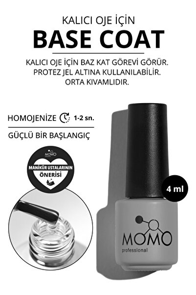 MOMO professional Kalıcı Oje İçin Base Coat, 4 ml