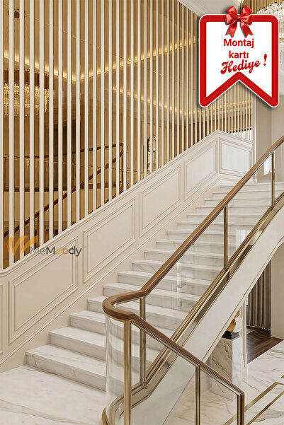 Memoody Dekoratif Yapışkanlı Şerit Pleksi Gold Ayna 5 Adet 2,5x100cm