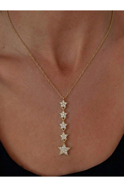 AccessoriesCınCık قلادة نسائية من الفولاذ المقاوم للصدأ 316L على شكل نجمة Y