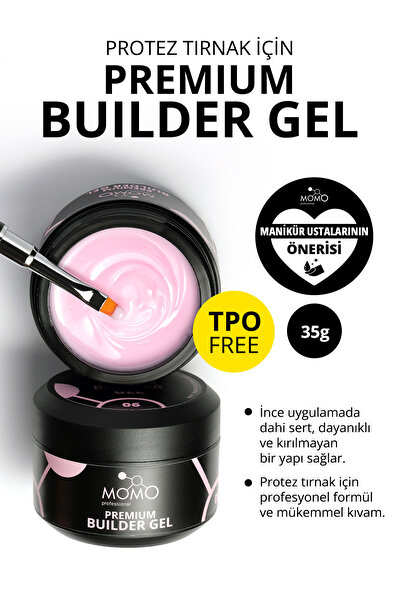 MOMO professional Premium Builder Gel, Protez Tırnak Jeli No.06, Pembe, 35 gr