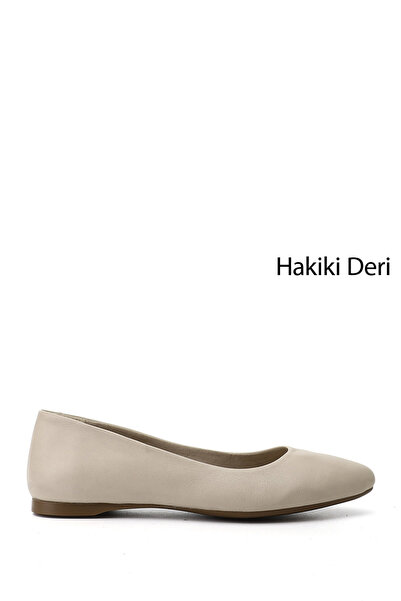 GÖNDERİ(R) Γυναικείες μπαλαρίνες με μυτερή μύτη σε μπεζ χρώμα από γνήσιο δέρμα