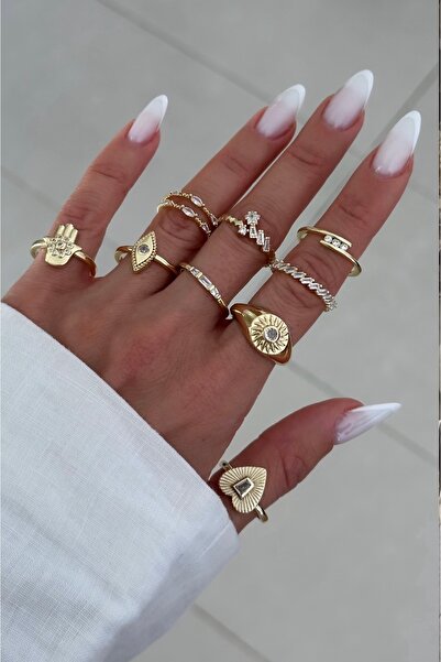 Xui Trend Marka Moldel Kalpli Taşlı Ayarlanabilir Gold Yüzük/ Kalp Detaylı Ve...