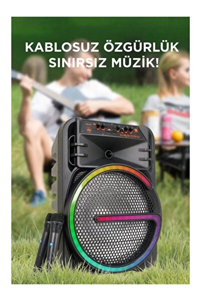 JUNGLEE MİKROFONLU BLUETOOTH HOPARLÖR LED IŞIKLI TAŞINABİLİR ŞARJLI SES SİSTE...