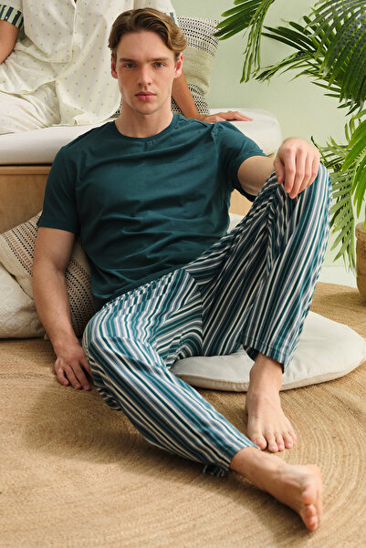 Dagi Σετ Παντελονιού και Μπλουζάκι με Λαιμόκοψη Πετρελαιοπράσινο