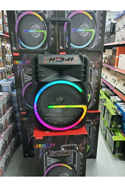 JUNGLEE Büyük Boy Toplantı Hoparlörü Led Işıklı Mikrofonlu Dj Parti Speaker Ş...
