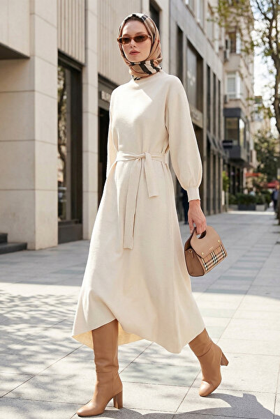 Lela Σεμνό Πλεκτό Φόρεμα με Χαλαρή Εφαρμογή και Λαιμόκοψη Ποδηλάτου 4616198