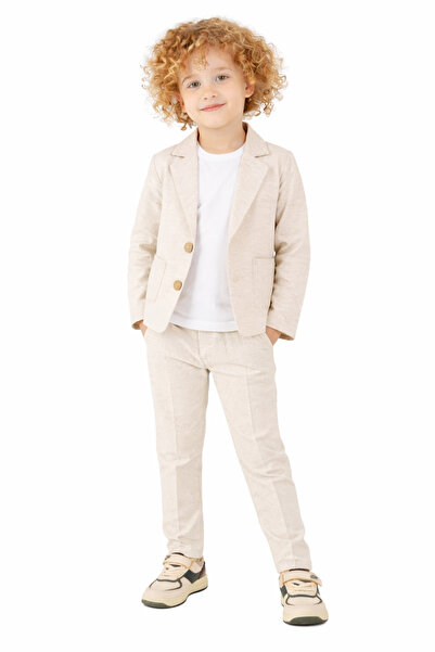 AHENGİM Αγόρι Casual εφαρμοστό Λινό Κοστούμι Σετ 3τμχ Ak2853